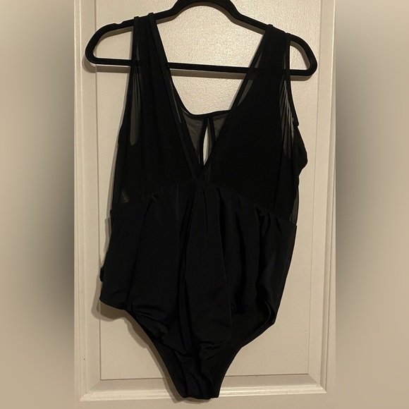 Time and Tru Black Asymmetrical Cut Out One Piece - Picture 4 of 4